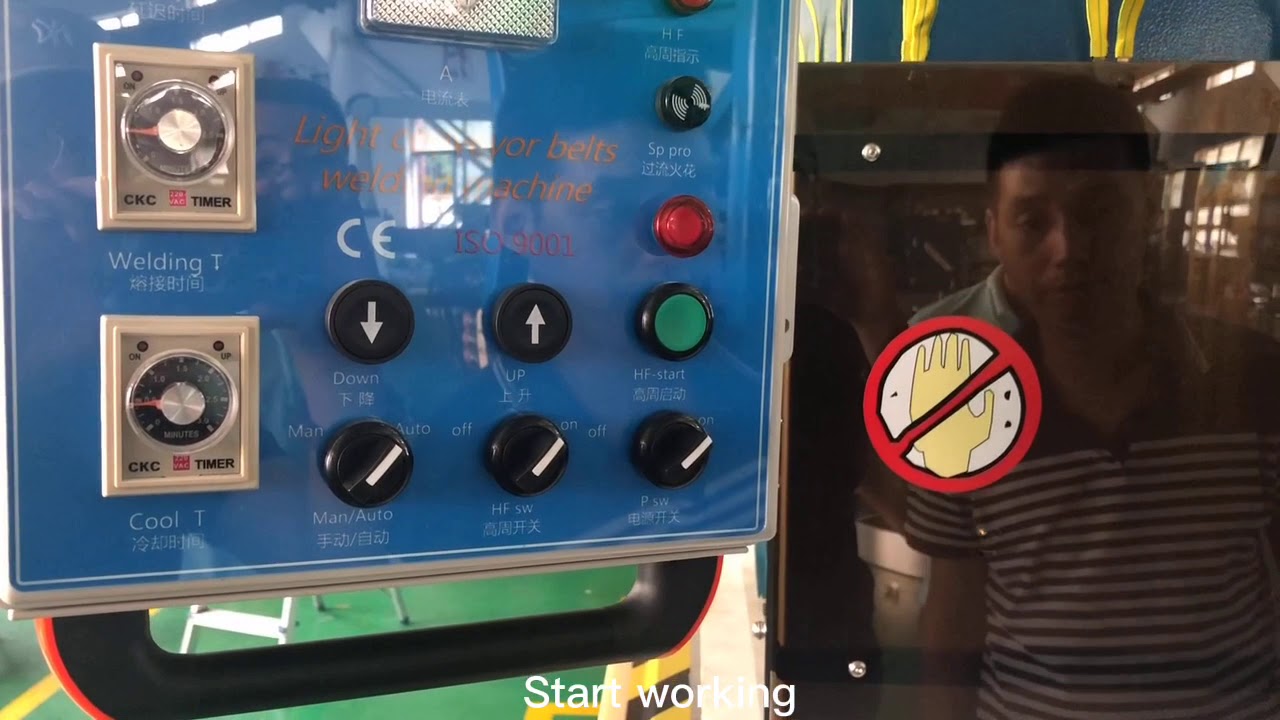 High frequency conveyor belt guide cleat sidewall mold welding vulcanizing machine
