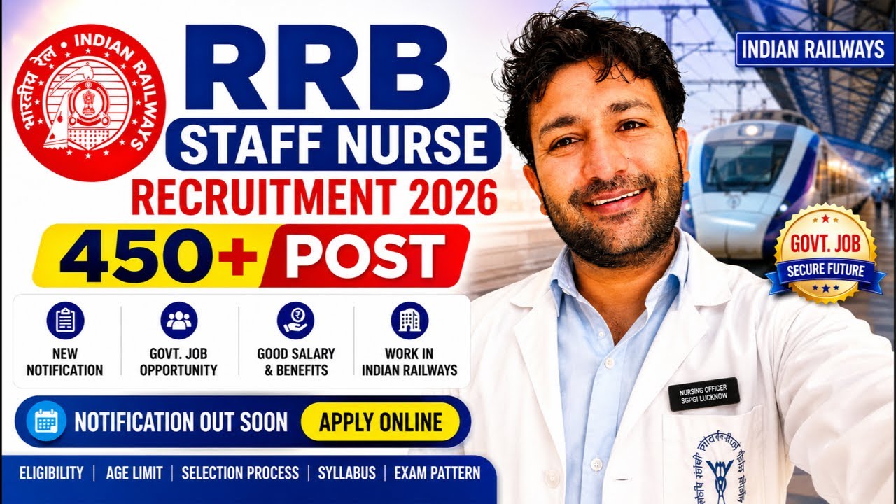 RRB Staff Nurse Recruitment 2026 | 450+ Vacancies 🔥 Notification Soon | Complete Details