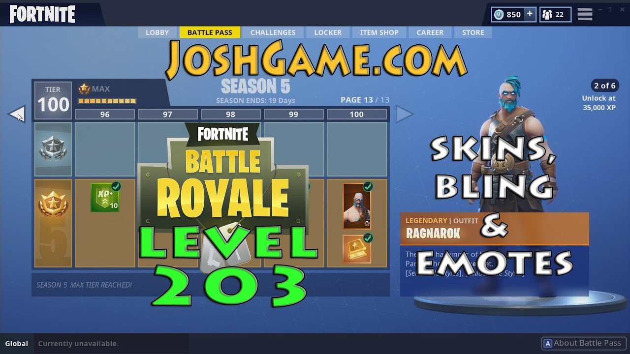 8 Year Old Level 203 Fortnite Battle Royale Progression Skins, Bling, & Emotes (JoshGameCom)