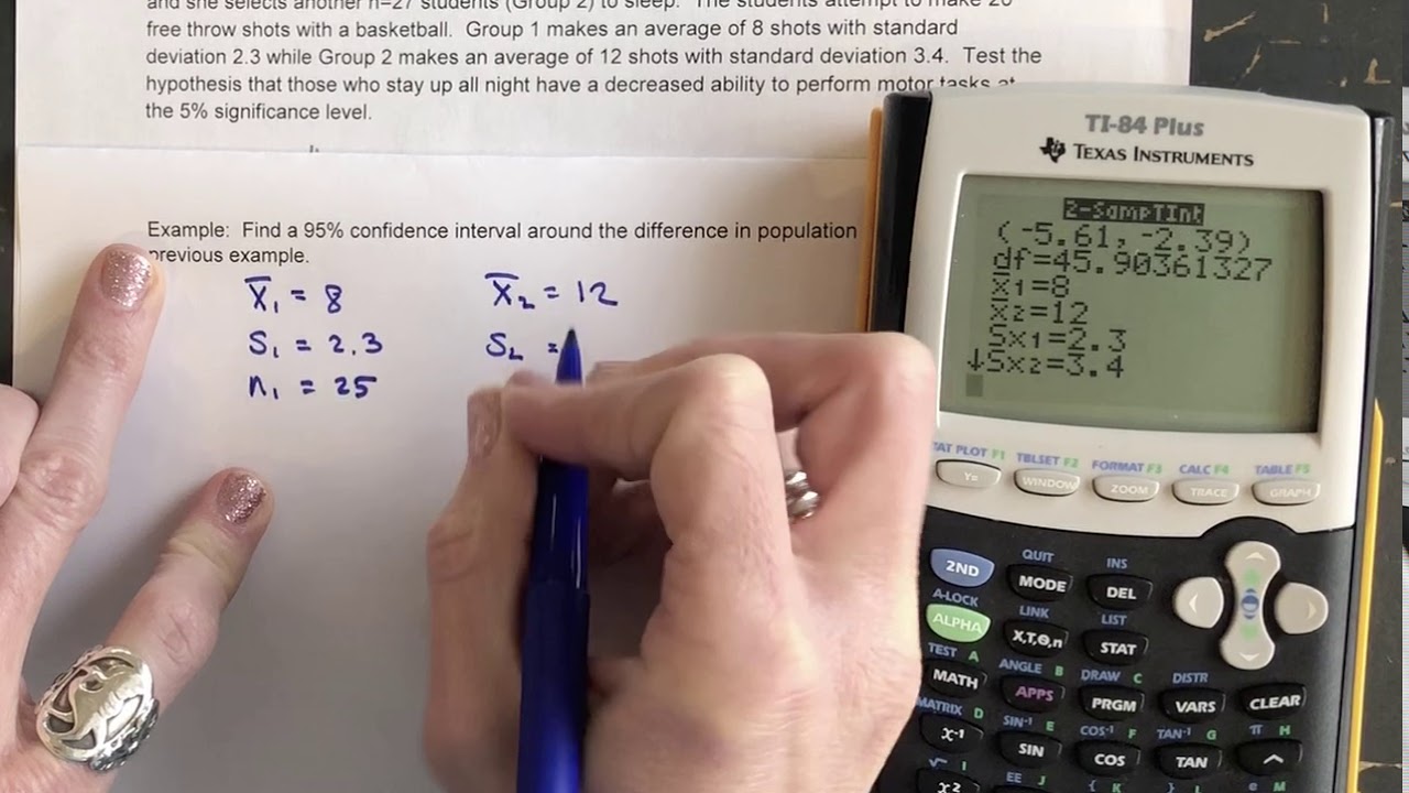 Confidence Interval for the Difference in Two Population Means