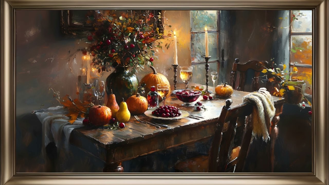 Autumn Harvest Table Frame TV Art | Still Life Screensaver Background For Your TV 🍐🍂