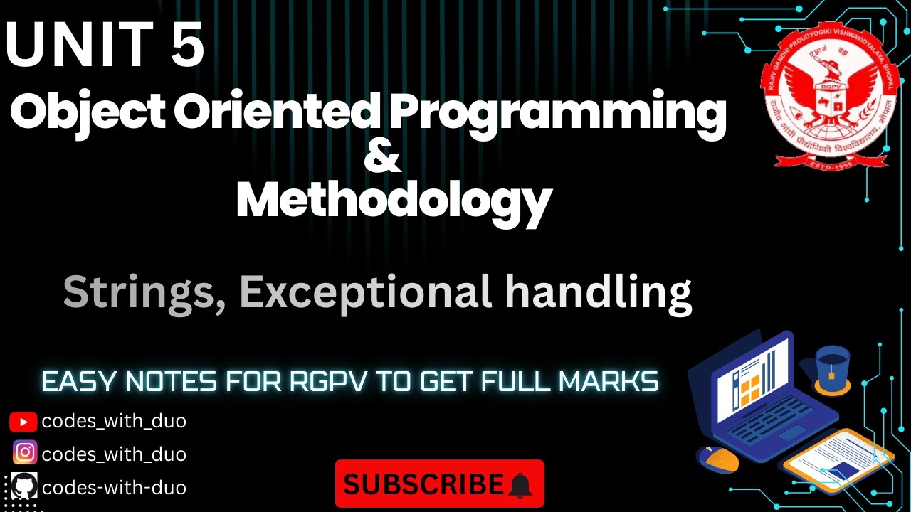 Object Oriented Programming & Methodology UNIT 5 | AL/AD/CY/CS- 305 | 3rd Sem | ONE SHOT | #rgpv