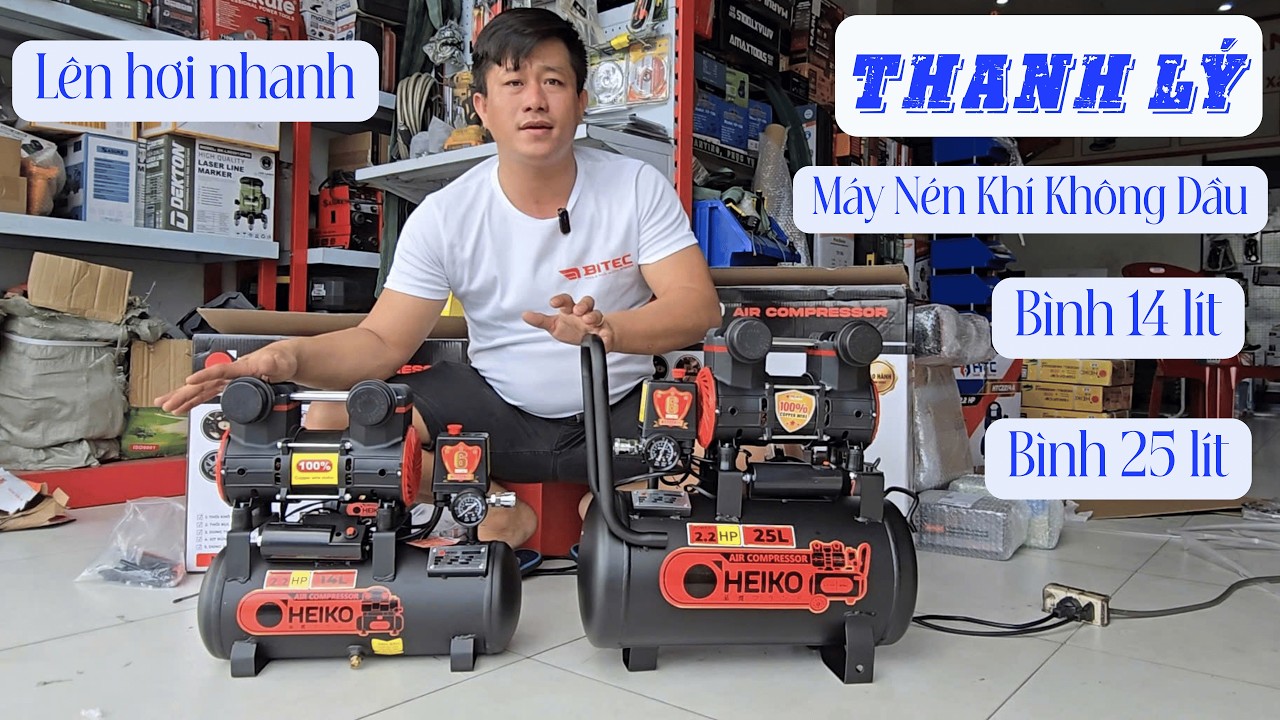 🔴 Máy nén khí không dầu 14 lít, 25 lít thanh lý - miễn phí ship toàn quốc