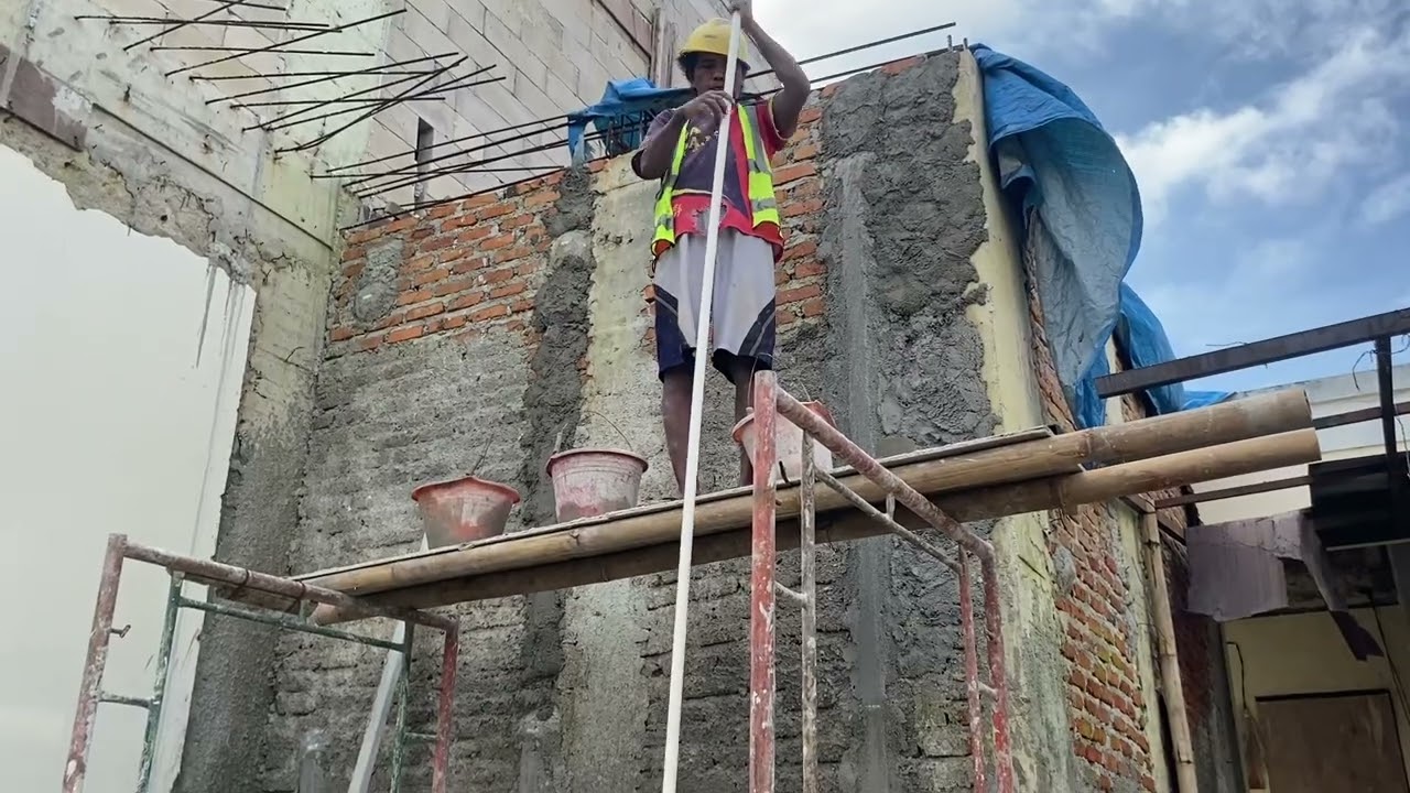 Satisfying Construction ASMR | Mixing Cement & Wall Plastering