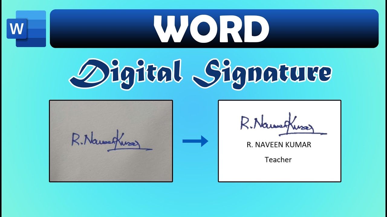 How to Add Digital Signature in MS-Word || Naveen Kumar