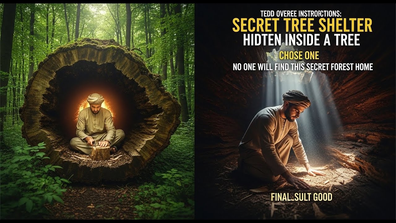 I Found a Giant Hollow Tree and Made it a Home The beauty of being alone. #ai #viral #howto #video