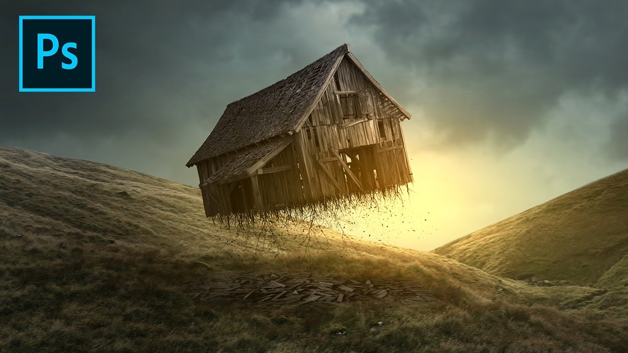 House Flying Photo Manipulation Effect Photoshop Tutorial