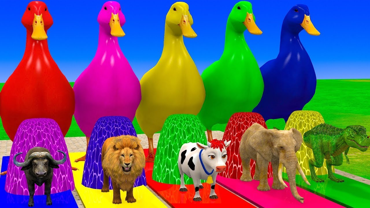 Long Slide Game With Cow Elephant Gorilla Hippopotamus Tiger 3d Animal Game Funny 3d Animals