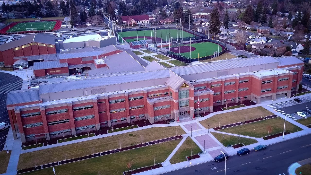 Auburn High School - King County - Washington Aerial View 4K UHD