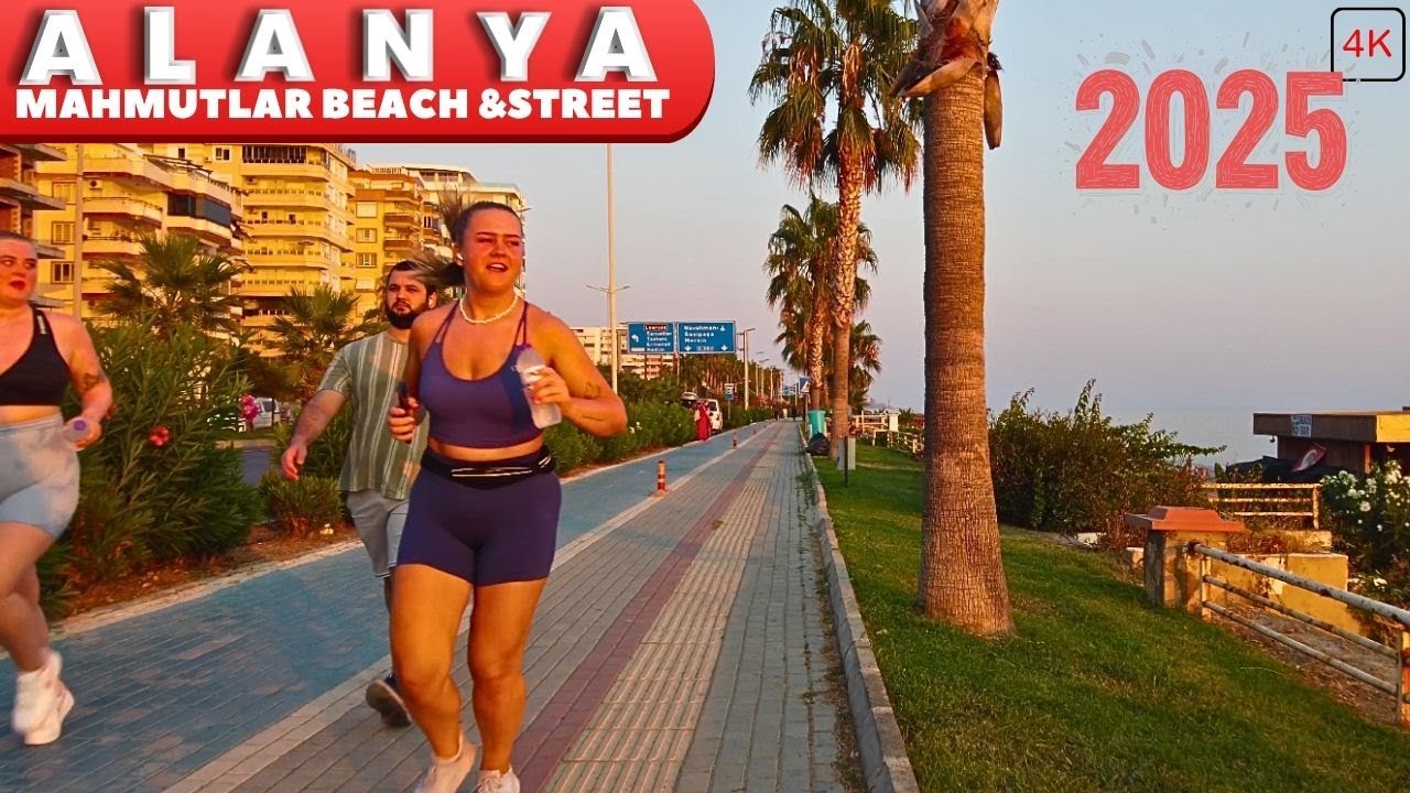 alanya mahmutlar beach & street july 2025 ! alanya antalya turkey travel turkey holiday 4k video