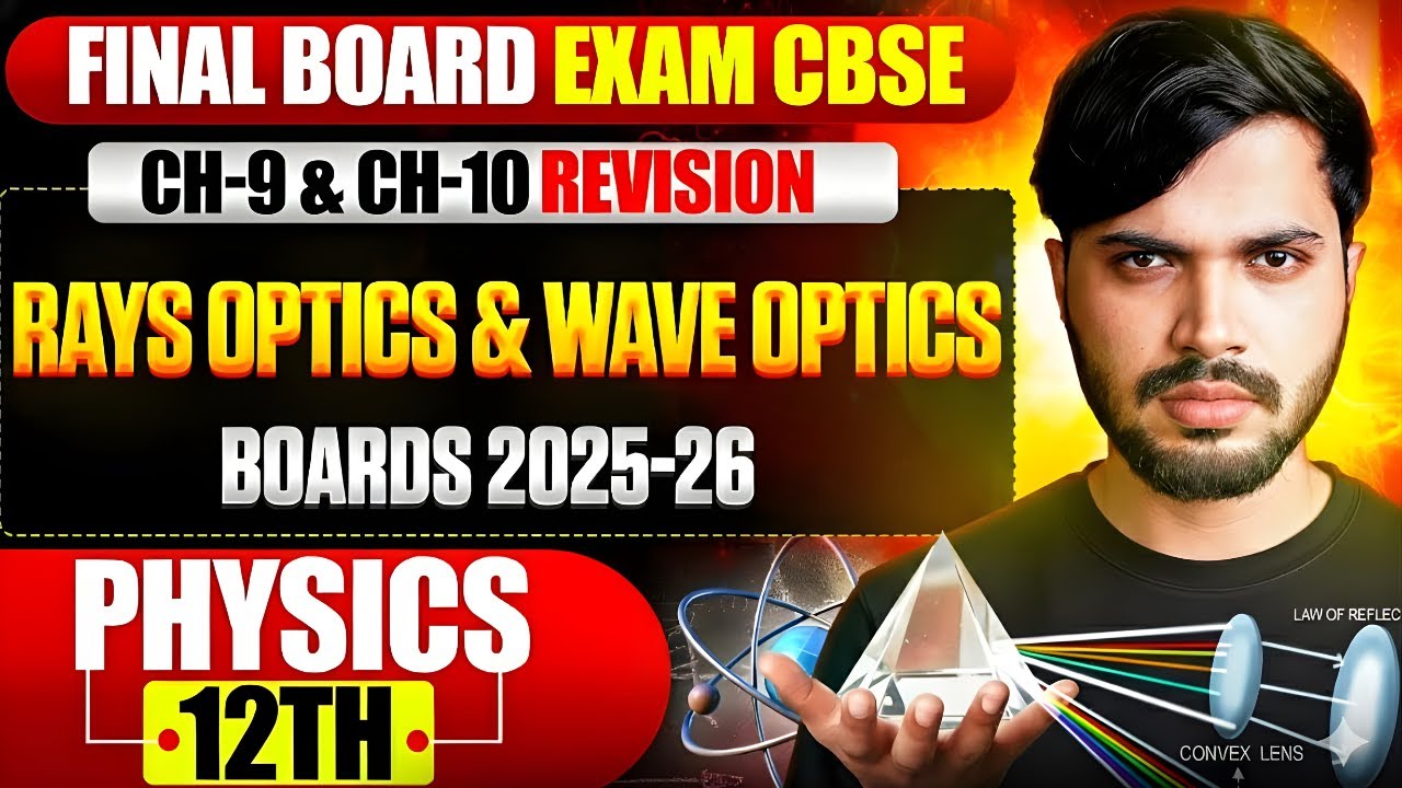 Class 12 Physics Rays Optics & Wave Optics🔥 Final Board Exam Revision CH-9 & CH-10 CBSE 2025-26🤯