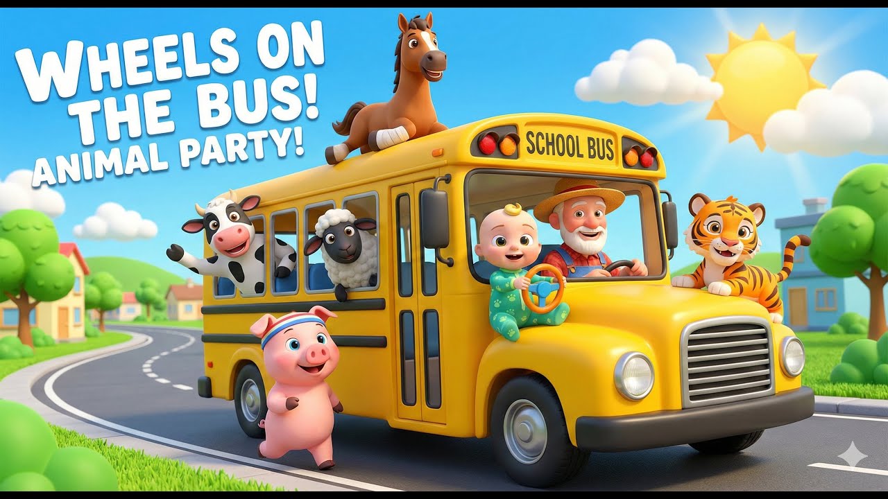 Колеса автобуса с дикими животными! 🐯🚌 Веселые детские песенки для детей