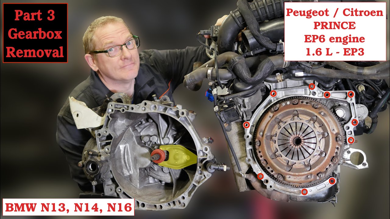 Part 3 - Manual Gearbox removal on Peugeot 207cc 1.6 EP6 THP Prince Petrol Engine.  BMW Mini Cooper