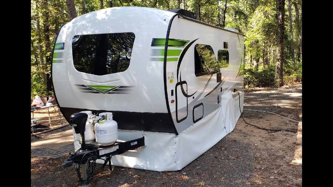 26 Modifications to our Flagstaff Epro 19FD Part 4 of 4, We make a trailer skirt out of vinyl fabric