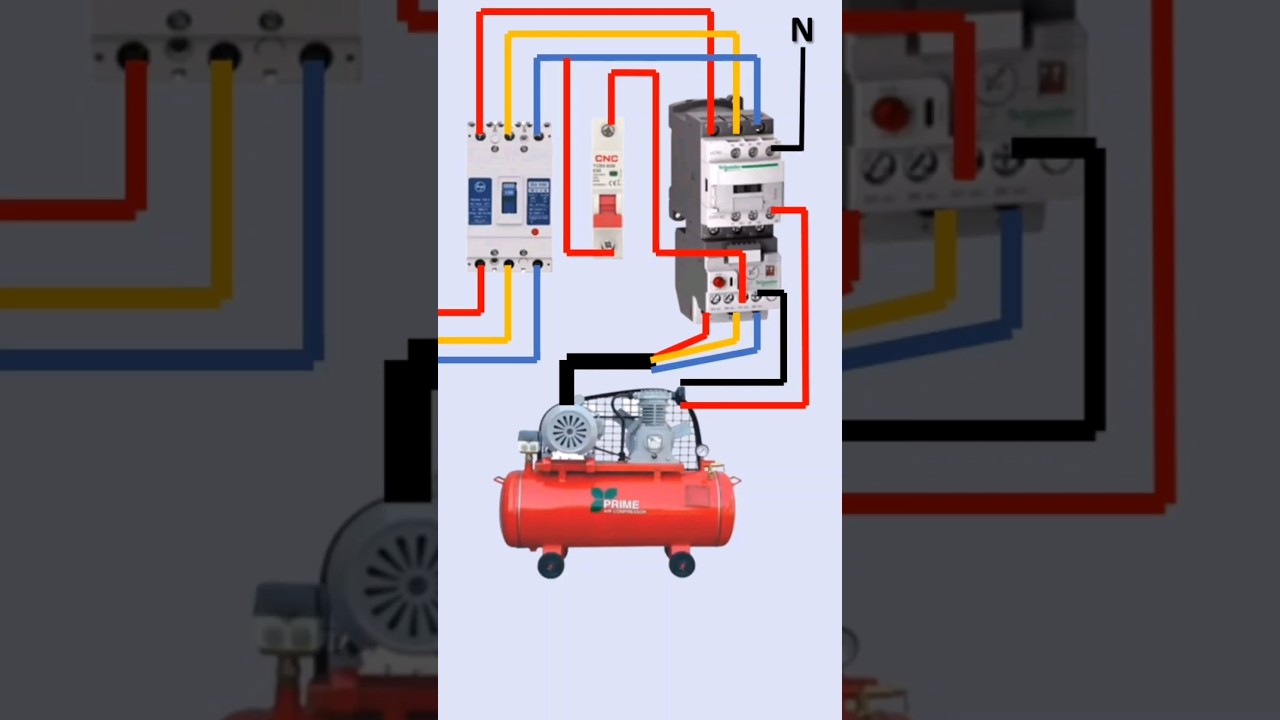 air compressor wiring diagram 3 phase#shorts #youtubeshorts