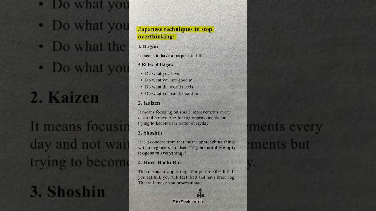 Japanese Techniques to Stop Overthinking #japanesewisdom #overthinking