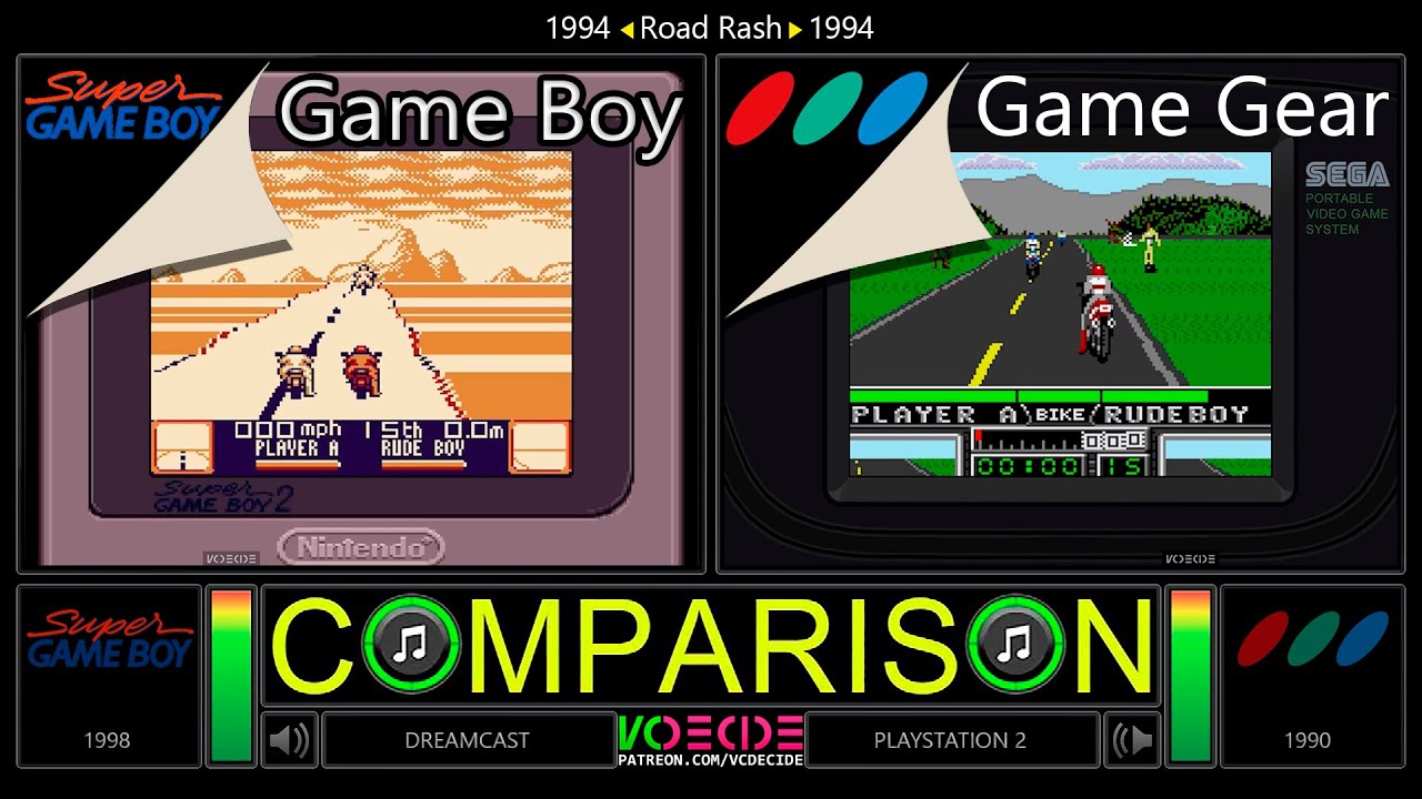Road Rash (Game Boy vs Game Gear) Side by Side Comparison (Super Game Boy)