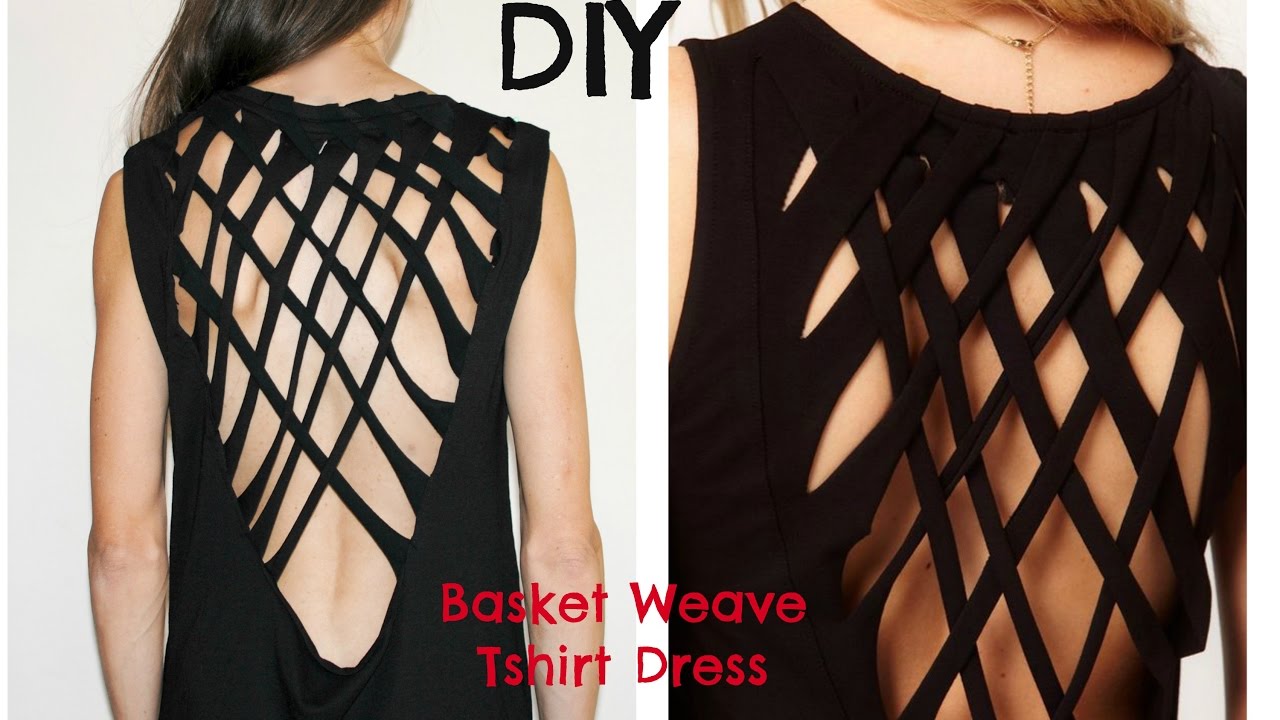 DIY: Turn a tshirt into this Basket Weave Shirt dress