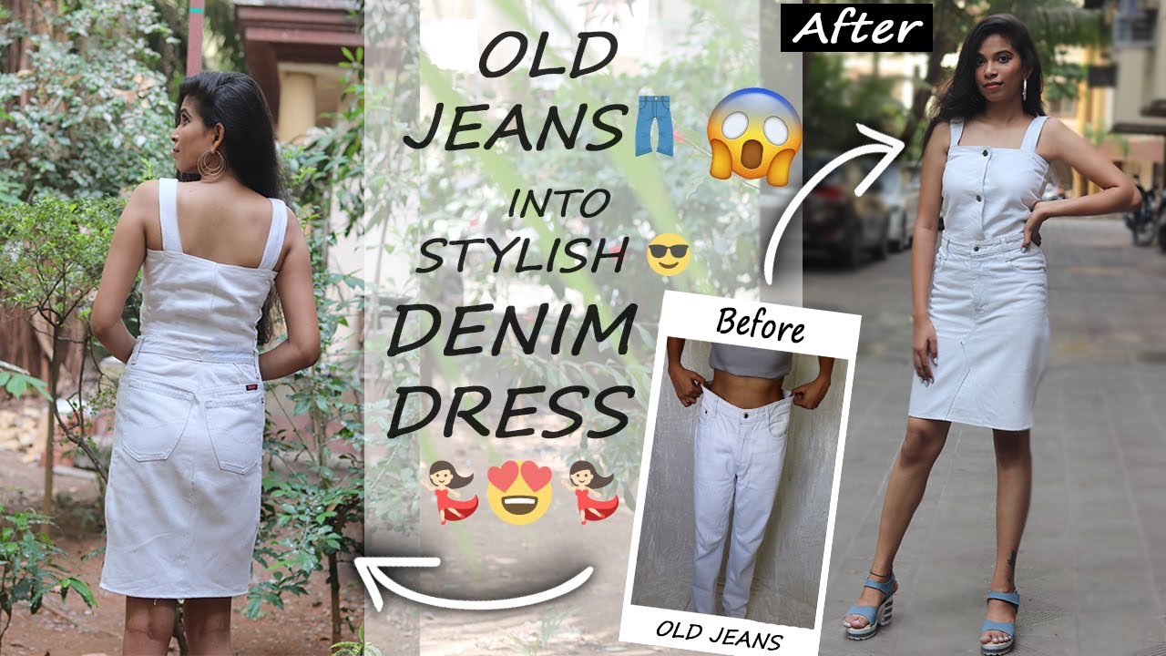 DIY! Convert Men's Old Jeans into Denim dress(in just 5 min)|How to| DREAM Episode 22| Dream Patel!
