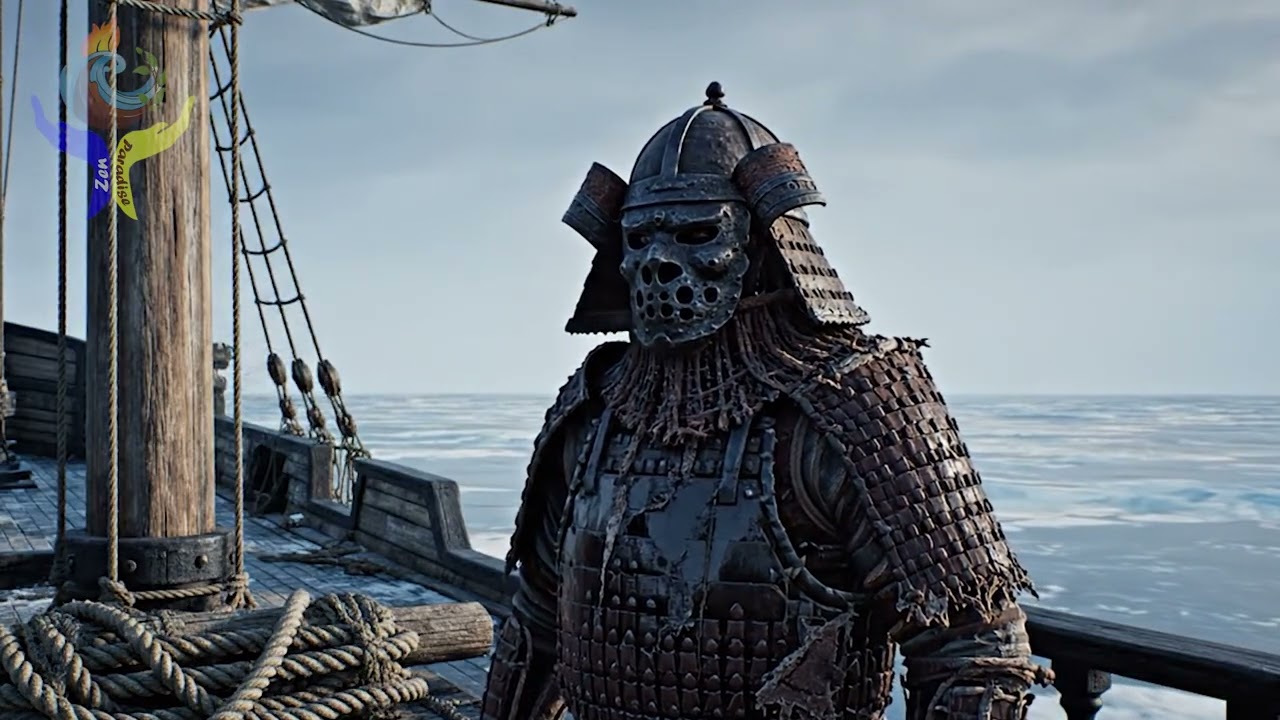 Wooden Warship Deck Above a Frozen Sea – Absolute Stillness