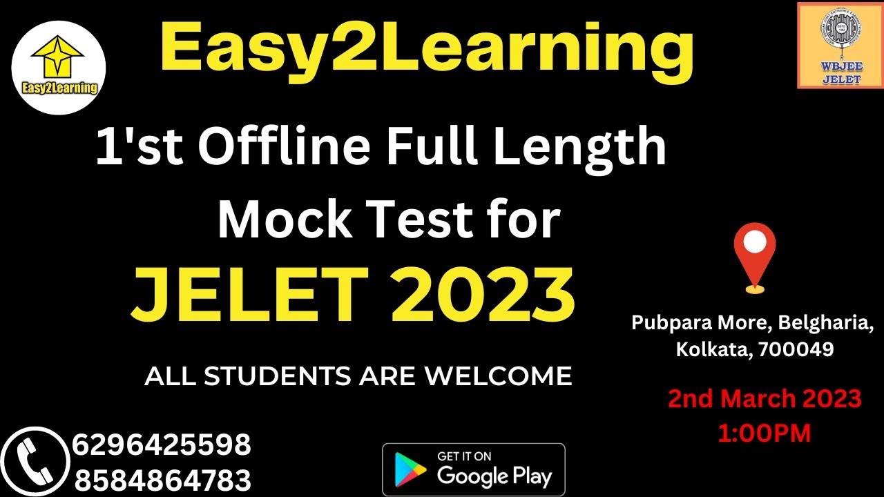 Jelet 2023 First Offline Mock Test For all Students | By Easy2Learning |