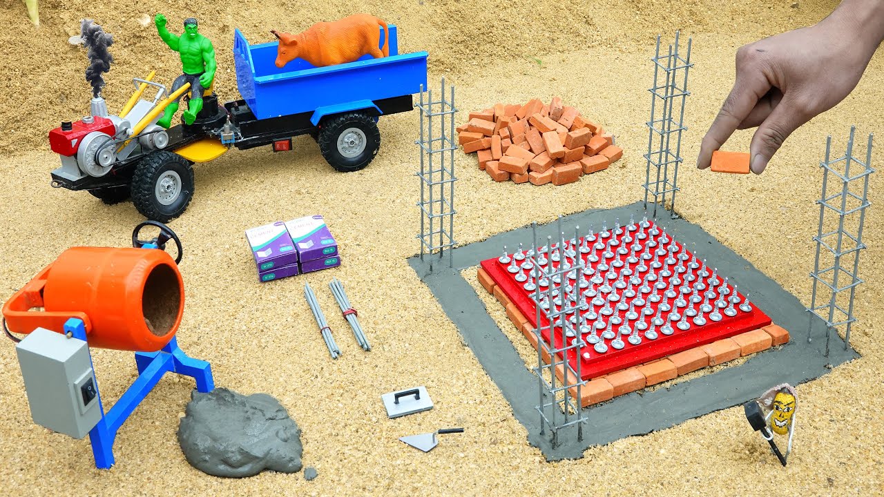 Diy Building a Cow Shed with Bricks | Science Project & Homemade Truck | Thieves Sabotage