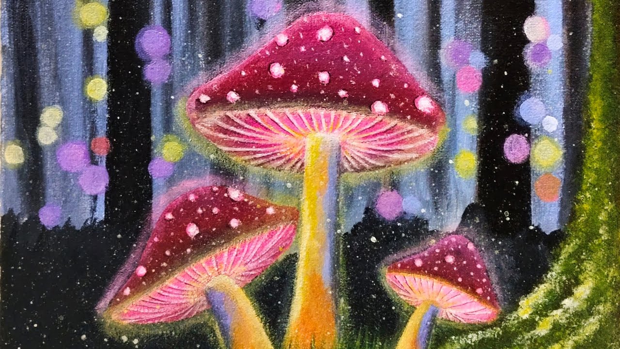 Melukis jamur bercahaya 🍄✨