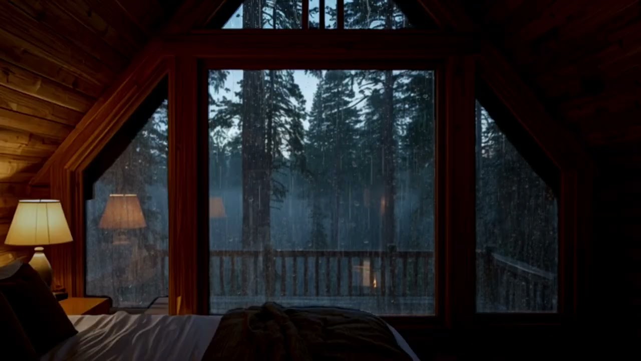 Dark Bedroom Rain Sounds (No Ads) | Sleep Fast, Stress Relief & Calm Night | Rain Sound For Sleeping