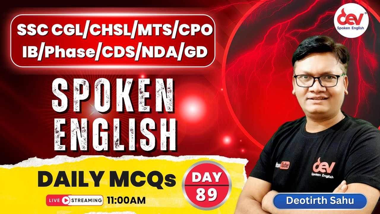 Day-89 :Daily English: Zero level se English sikhiye: 2025 learning:Top 50 English MCQs with Dev Sir