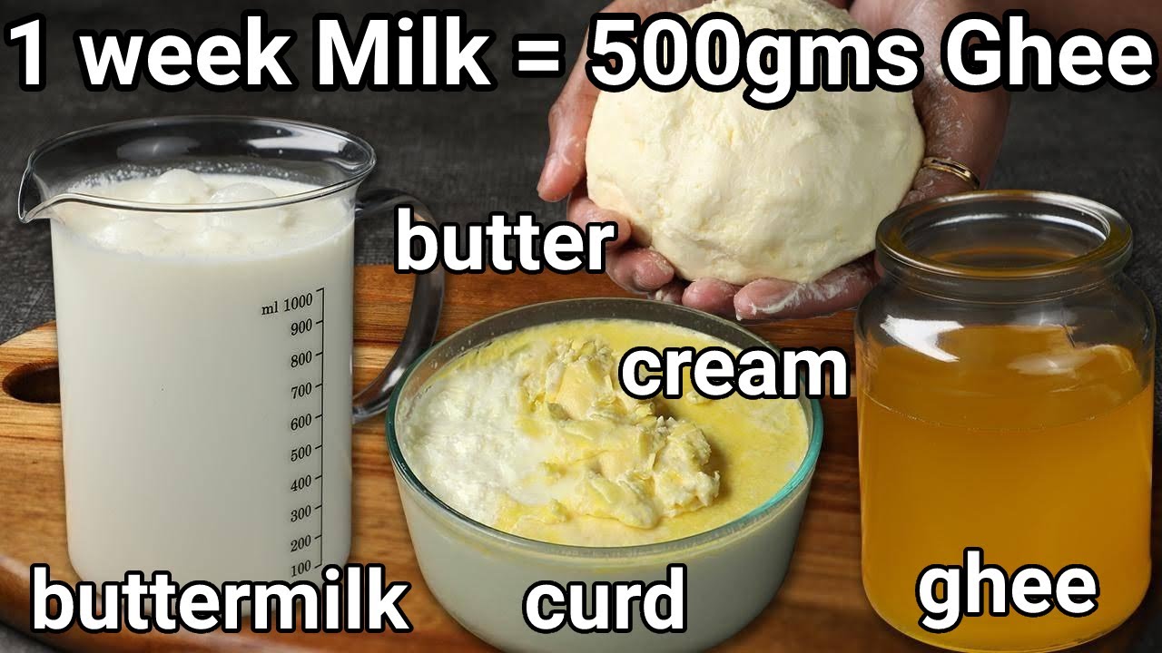 1.5 liter of milk = 500 gm of ghee recipe | homemade butter, ghee - full cream milk | ghee from curd