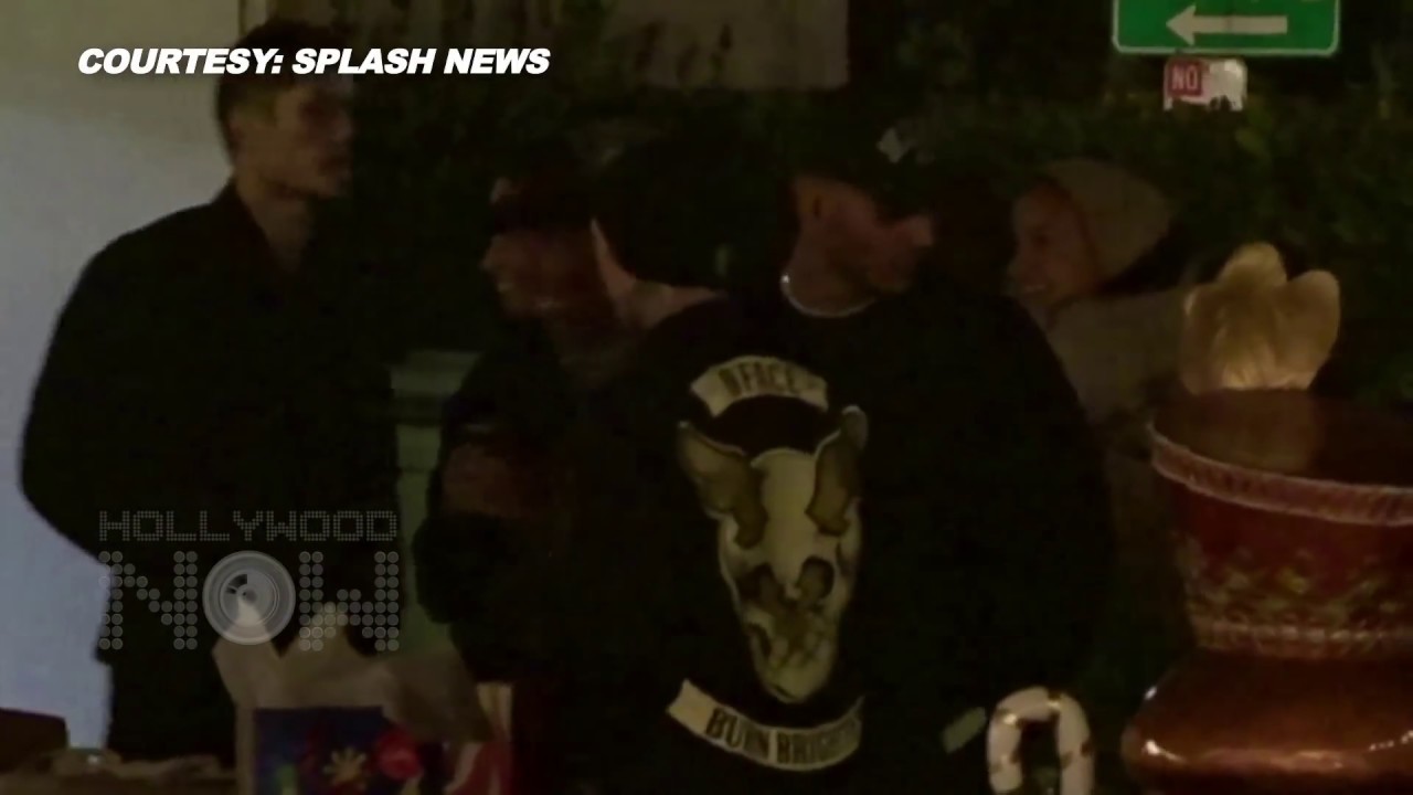 Kourtney Kardashians BF Younes Bendjima Hugs Kim Kardashian & Travis Barker at Christmas Celebration