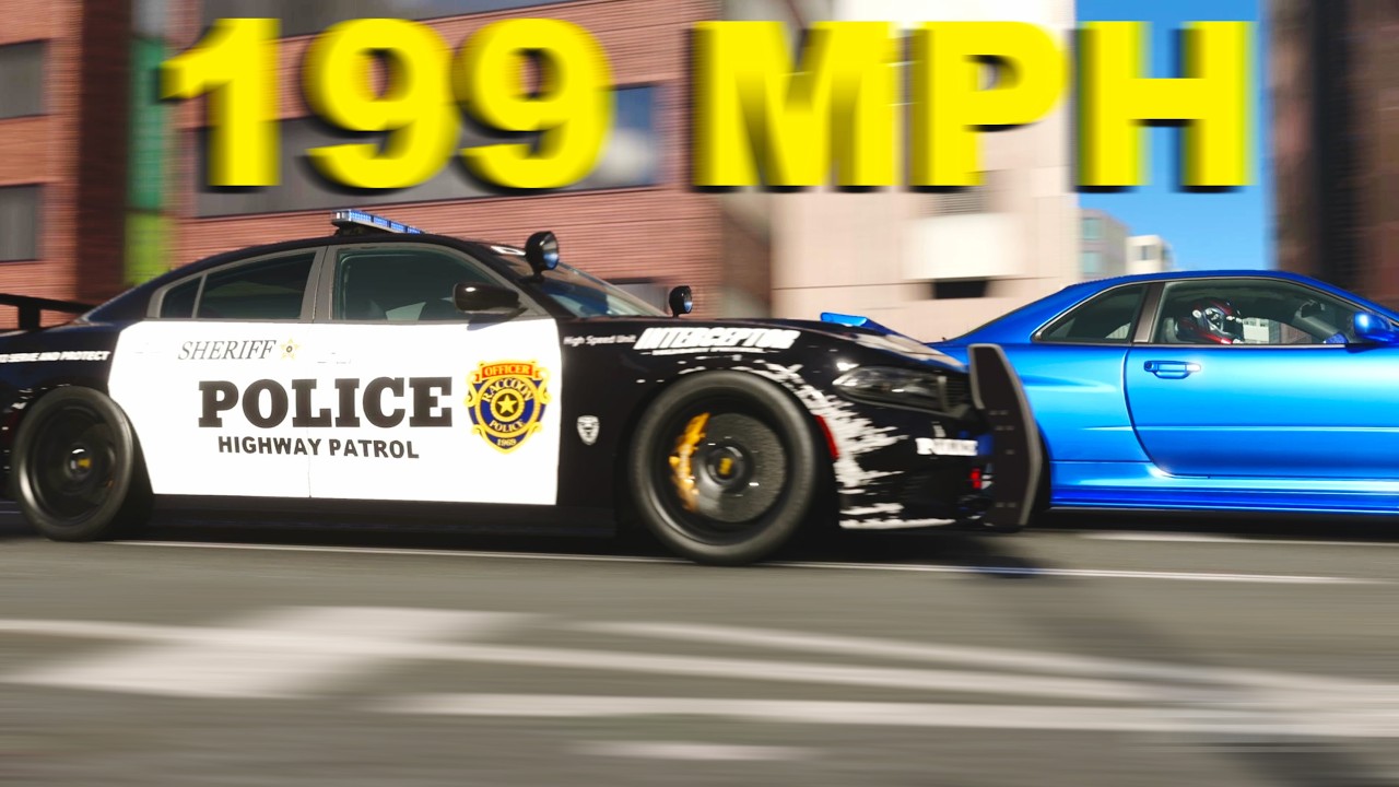 NOT YOUR AVERAGE POLICE CHASE -  DODGE HELLCAT  GOES AFTER NISSAN SKYLINE R34 IN TRAFFIC  | GT7 PS5