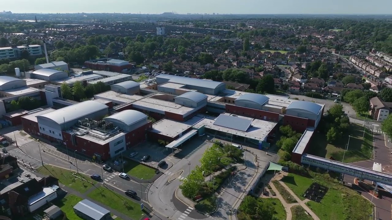 Drone footage of Broadgreen Hospital