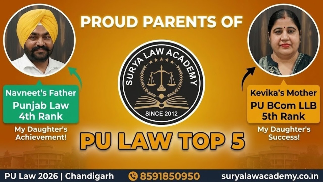 PU Law Coaching Chandigarh | 2 Top 5 Ranks (Parents Review)