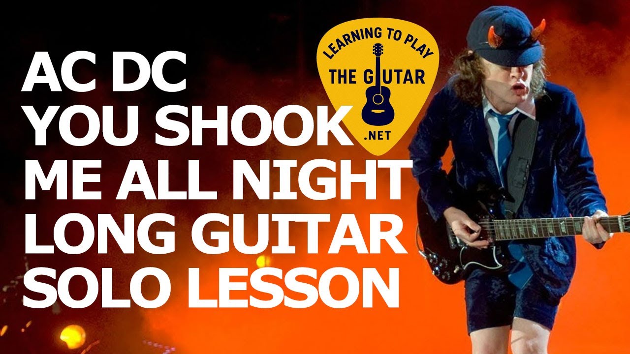 You Shook Me All Night Long - AC DC Guitar Solo Lesson / Tab