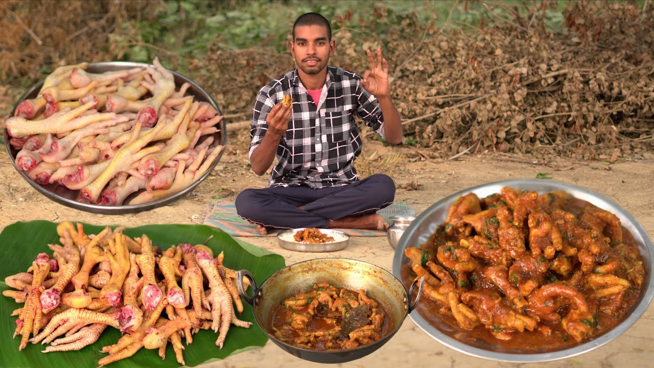 मुर्गी के पंजे साफ़ करने से लेकर बनाने तक का बिल्कुल देसी तरीका | Chicken Feet Curry Recipe Cooking
