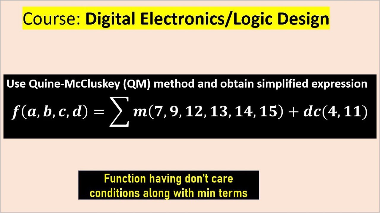 Quine-McCluskey Method: Simplify  given function using Quine-McCluskey Method (QM Method)