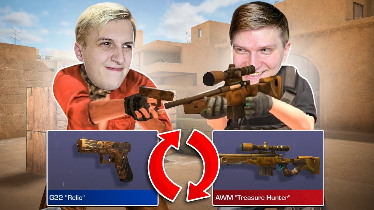 ПОМЕНЯЛИСЬ СКИНАМИ с ВЕЛЕЙ в STANDOFF 2 | ИГРАЮ с AWM Treasure Hunter