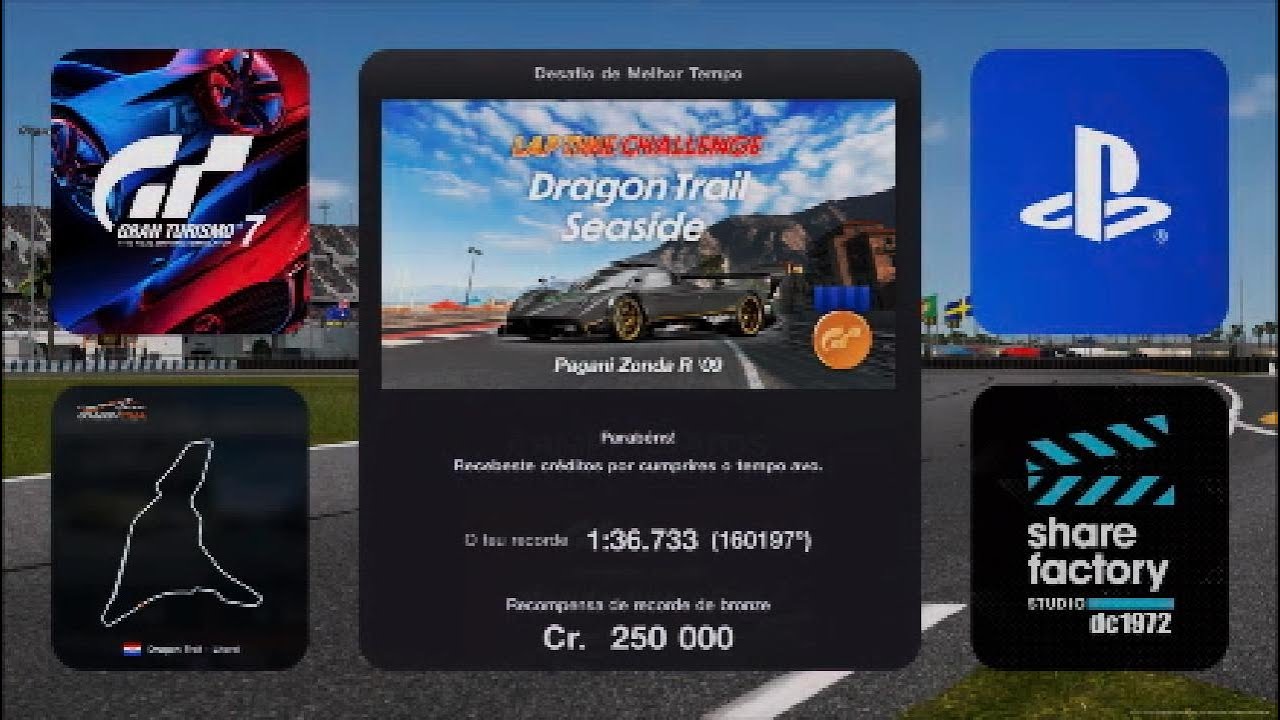 #GT7 🏁 Lap Time Challenge / 🗺 Dragon Trail - Seaside 🚘 Pagani Zonda R '09 #PS5