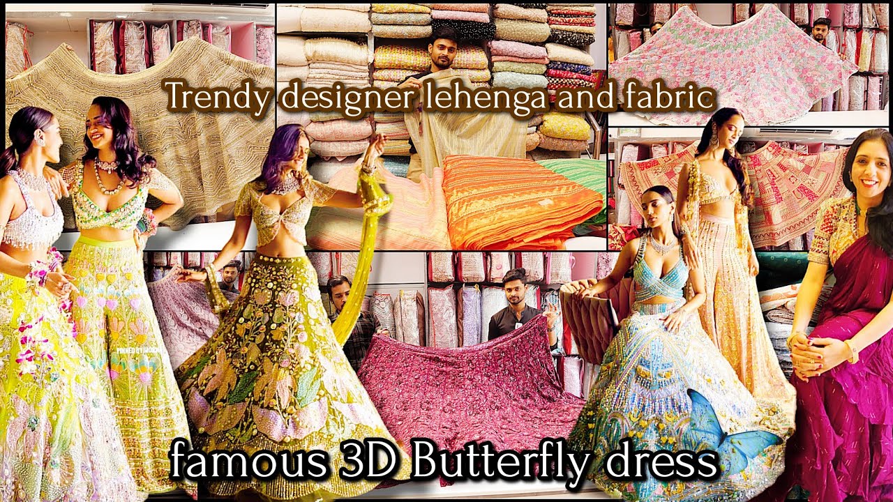 3D Butterfly 🦋 lehenga| RUPAM |emerald lehenga, designer fabrics, bloom collection