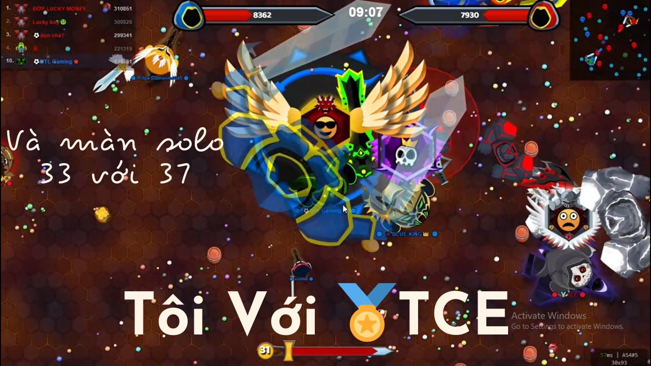 EvoWars.io🕹Tôi với 🏅TCE?Và màn solo 33 với 37 siêu hấp dẫn-Trận đầu chơi cánh mà tôi bị đập tơi tả😭