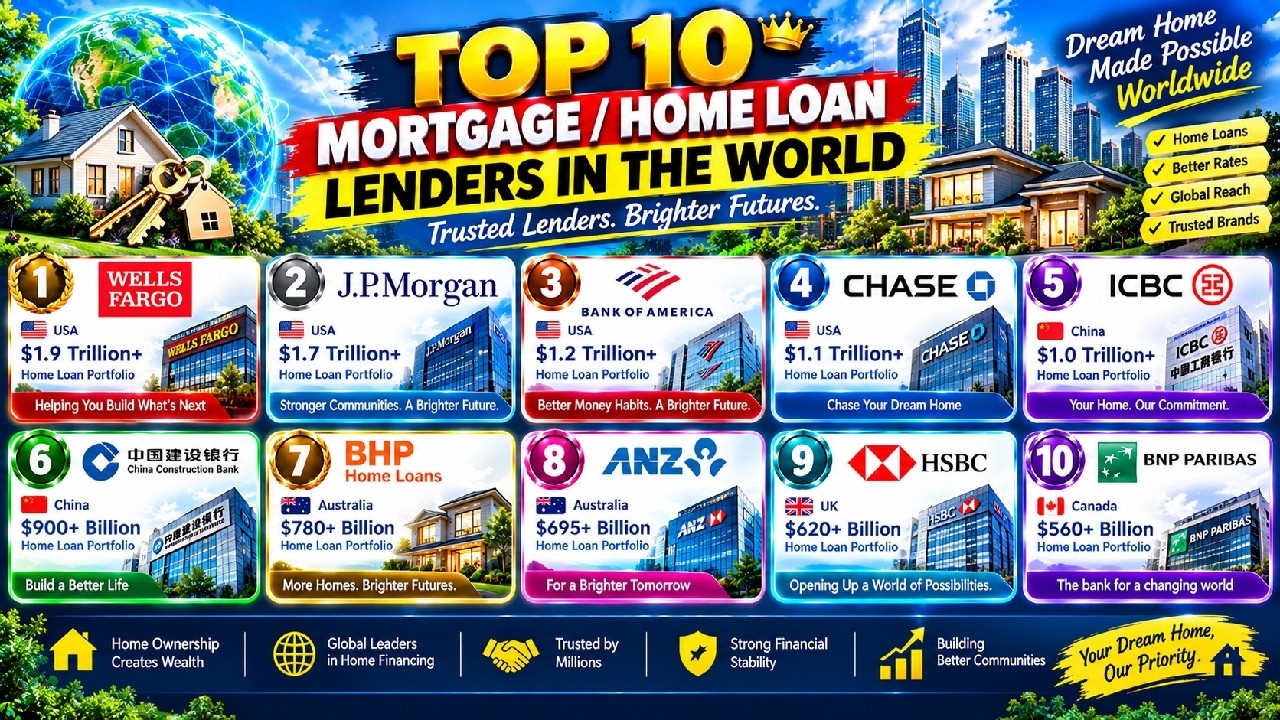 Top 10 Mortgage & Home Loan Lenders in the World 2026 🏠💰 | Global Mortgage Giants