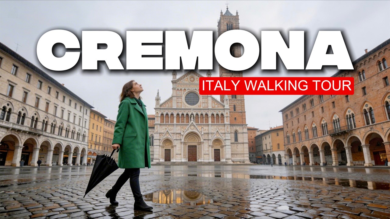 Moody walking tour AFTER RAIN in Cremona, Italy 4K 60 FPS