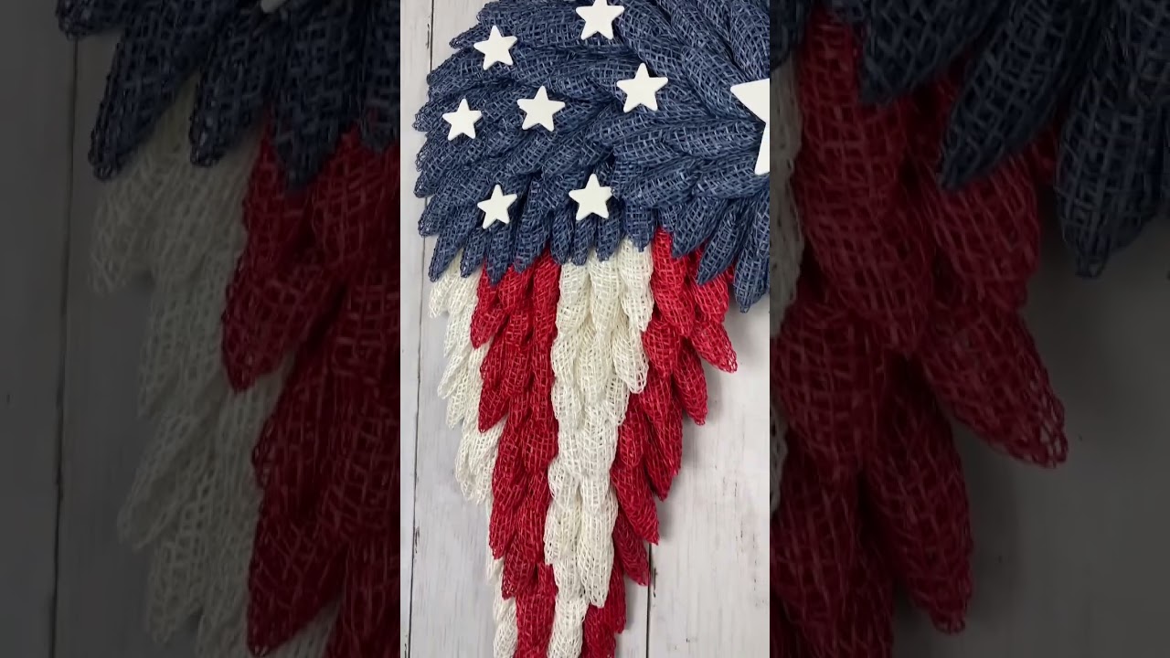 Patriotic Wings Wreath USA #wreath #patrioticdecor #craft #meshwreath #handmade #diy