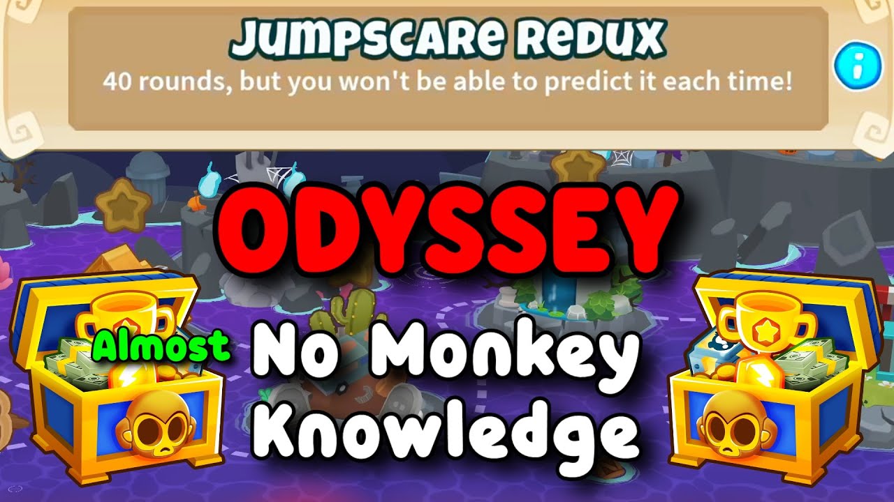 BTD6 Odyssey | Almost No Monkey Knowledge Guide | Hard Mode Tutorial | Jumpscare Redux