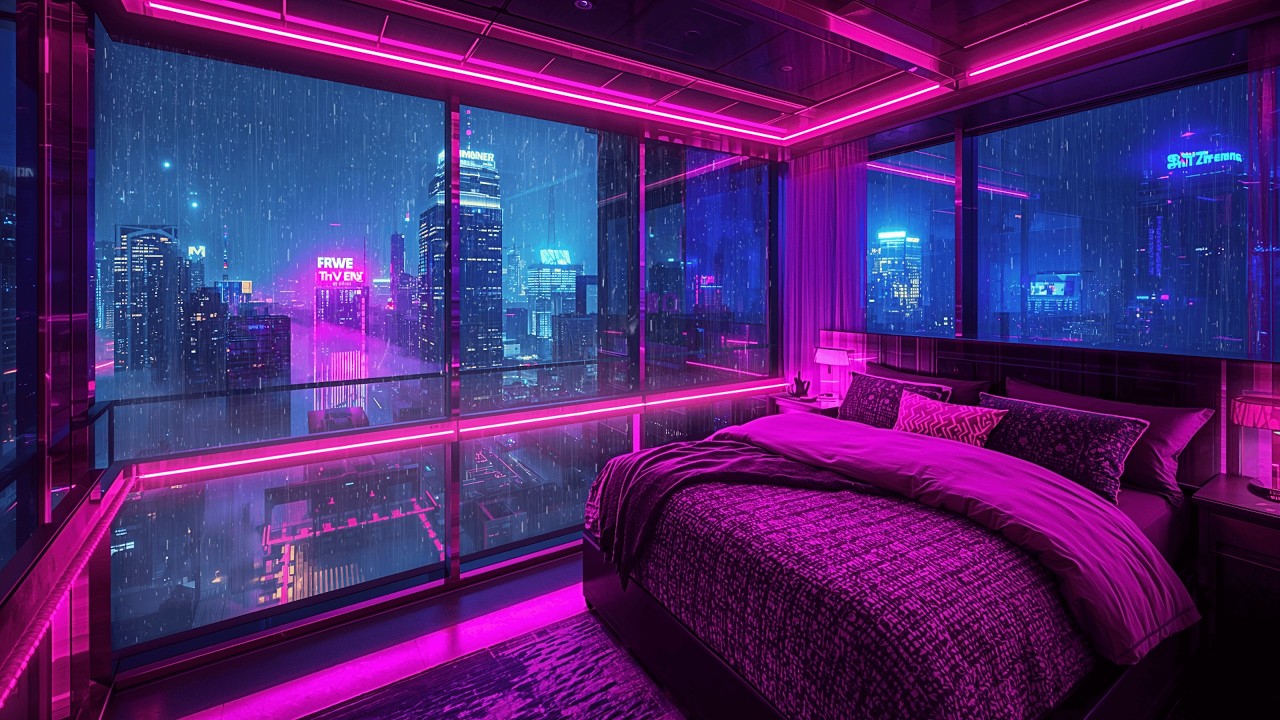 Lofi Rainy Nights 🌧️ – Cozy Cyberpunk City Window Vibes place for Relax & Focus | 4K