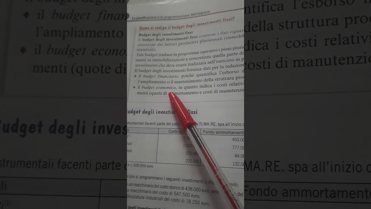Esempio pratico: budget economico e degli investimenti fissi