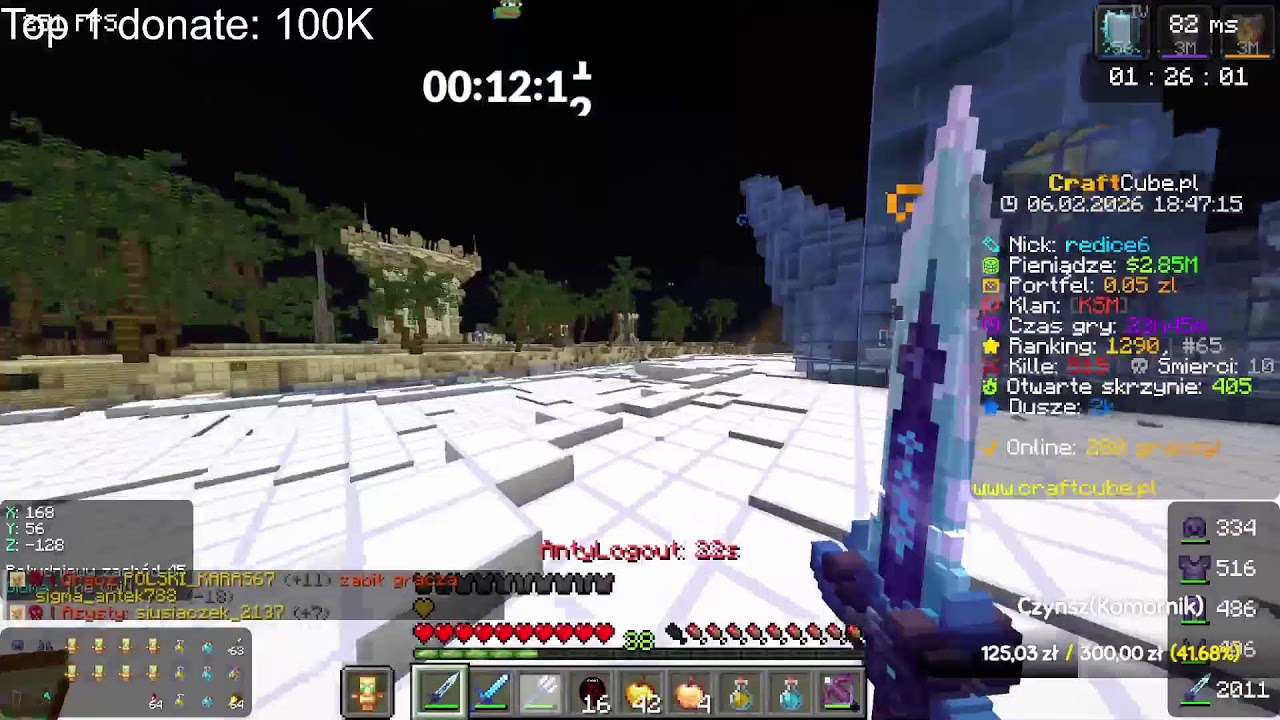 Gramy na Craftcube.pl minecraft Dominacja wbijamy topke Zapraszam