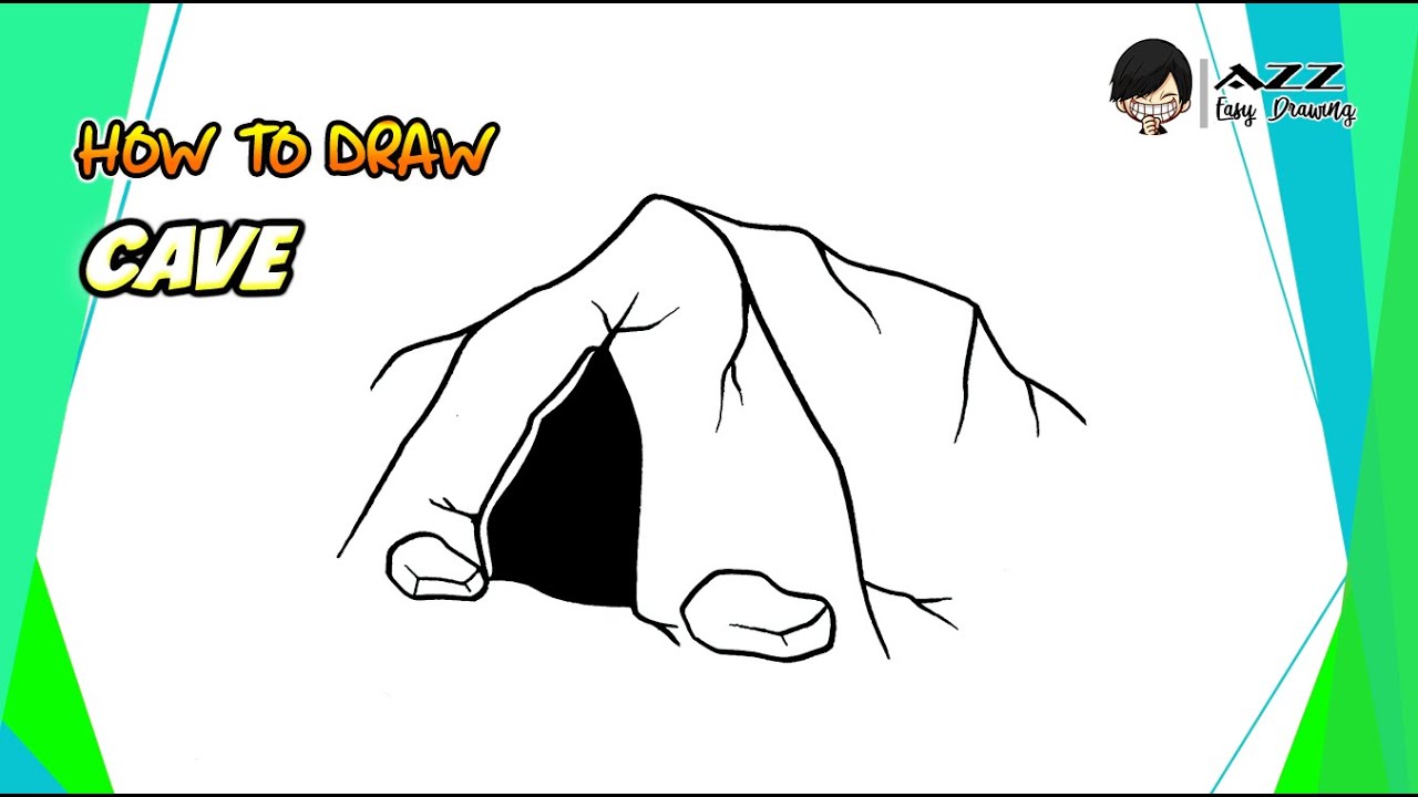 How to draw a Cave step by step