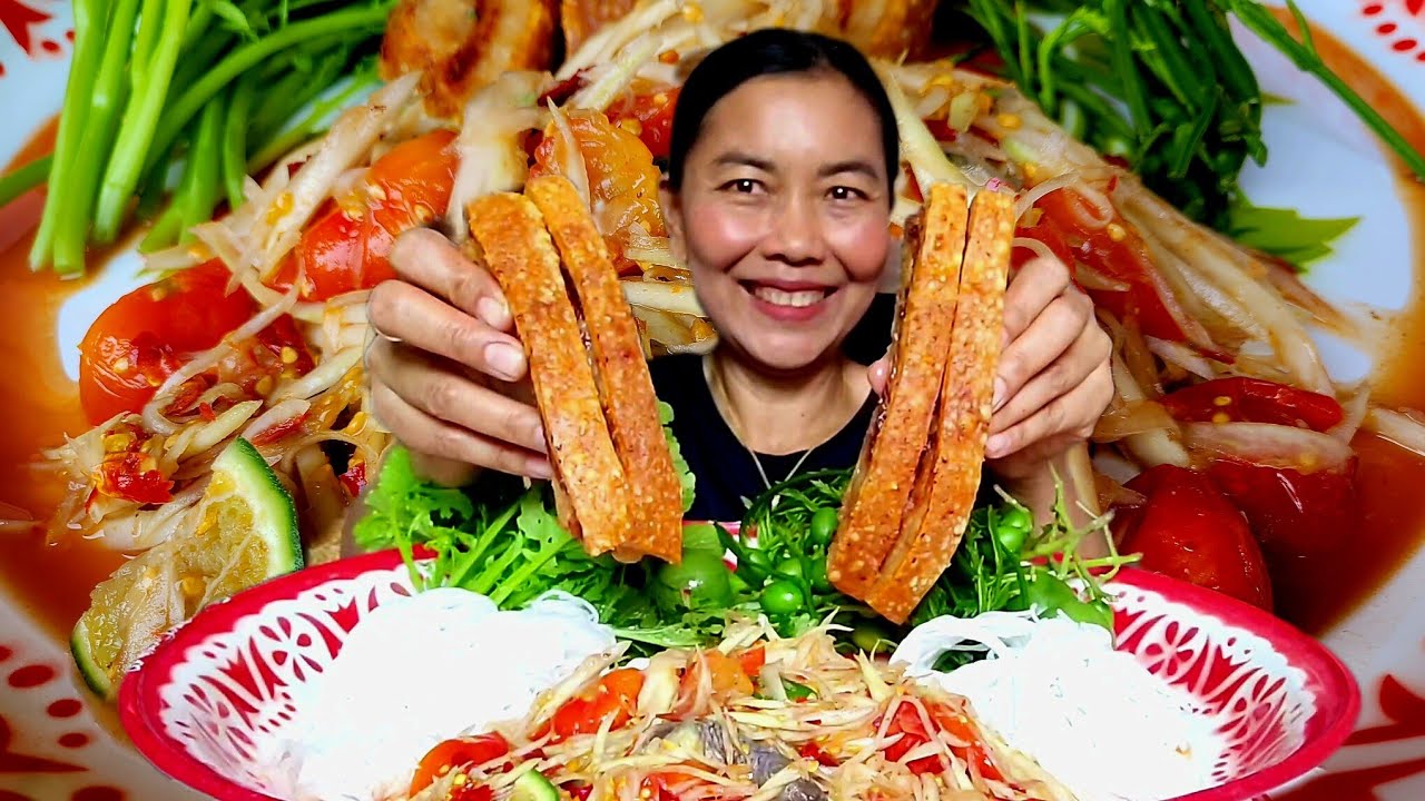 ตำบักหุ่งกินกับหมูกรอบ กรอบแซ่บขนาดจ้า 18-03-69